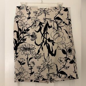 Ann Taylor Tan and Black Floral Skirt